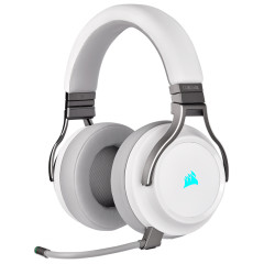 Auriculares Corsair Virtuoso Wireless White, micrófono, Receptor USB, RGB