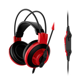 Auriculares Gaming MSI Inmerse DS501, estéreo, micrófono, 3.5 mm, Negro / Rojo
