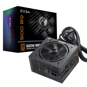 Fuente de alimentación EVGA 500 BQ, ATX, 500 W, Semi-Modular, 80 Plus Bronze.