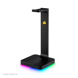 Soporte para Auriculares Corsair ST100 RGB, aluminio, conector 3.5mm, USB 3.1, Negro.